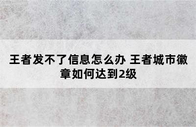 王者发不了信息怎么办 王者城市徽章如何达到2级